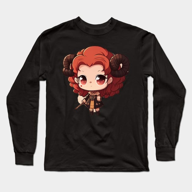 Adorable Aries: Chibi Character Zodiac Collection Long Sleeve T-Shirt by Phantom Troupe